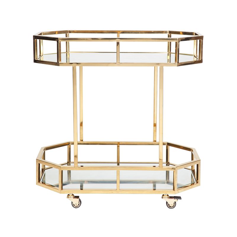 Brooklyn Mirrored Bar Cart - Gold