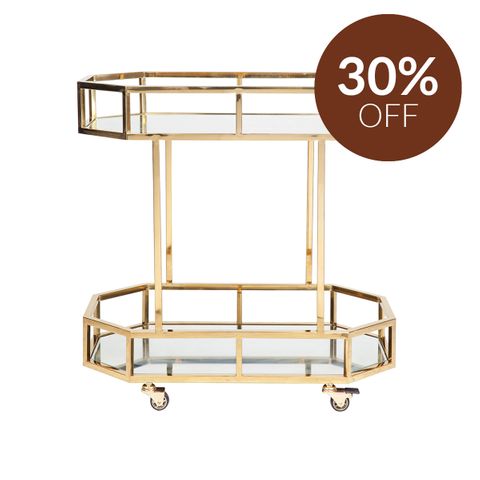 Brooklyn Mirrored Bar Cart - Gold