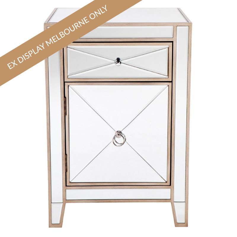 Apolo Mirrored Bedside Table - Antique Gold