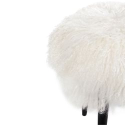 Dixie Stool - White Mongolian Fur