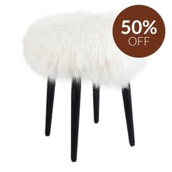Dixie Stool - White Mongolian Fur