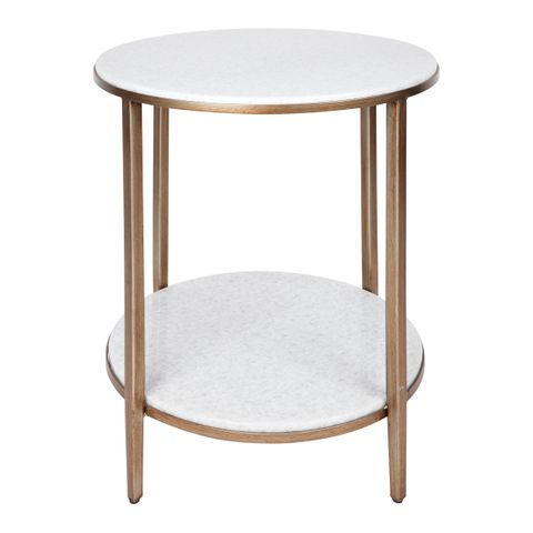 Chloe Stone Side Table - Antique Gold