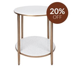Chloe Stone Side Table - Antique Gold