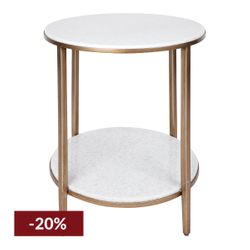 Chloe Stone Side Table - Antique Gold