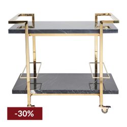 Franklin Black Marble Bar Cart - Gold - OUTLET NSW