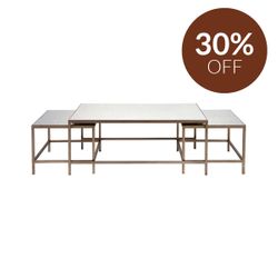 Cocktail Mirrored Nesting Coffee Tables - Antique Gold