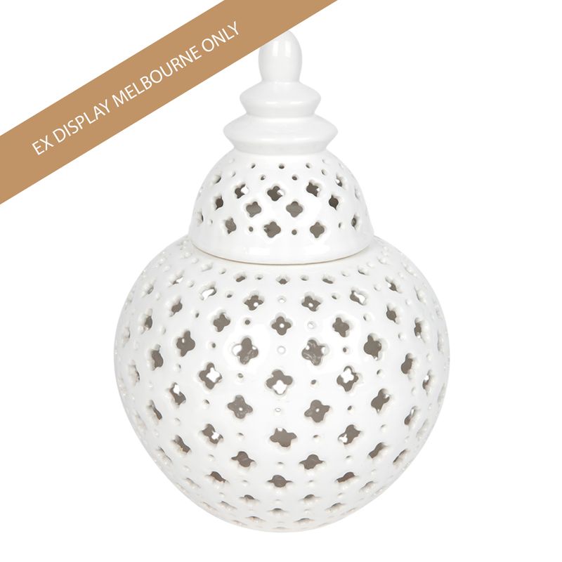 Miccah Temple Jar - Medium White - OUTLET VIC