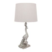 Peacock Table Lamp - Silver