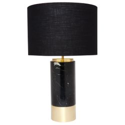 Paola Marble Table Lamp - Black w Black Shade