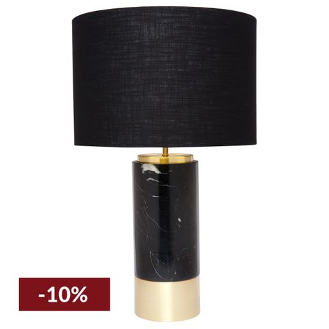 Paola Marble Table Lamp - Black w Black Shade