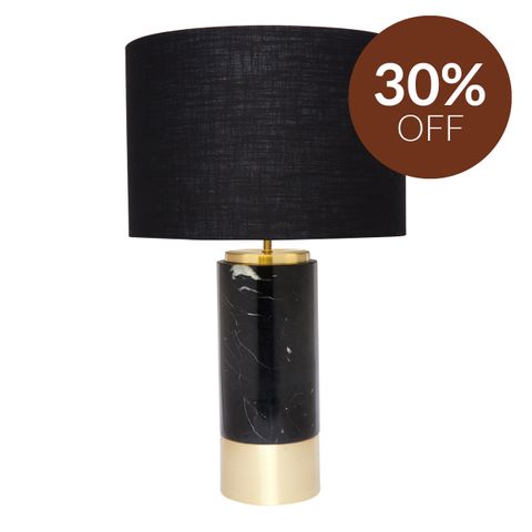 Paola Marble Table Lamp - Black w Black Shade