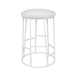 Aiden White Steel Kitchen Stool - Natural Linen