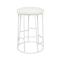 Aiden White Steel Kitchen Stool - Natural Linen