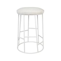 Aiden White Steel Kitchen Stool - Natural Linen