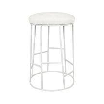 Aiden White Steel Kitchen Stool - Natural Linen