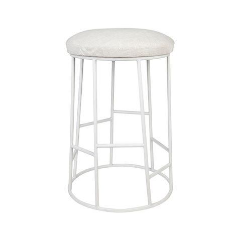 Aiden White Steel Kitchen Stool - Natural Linen