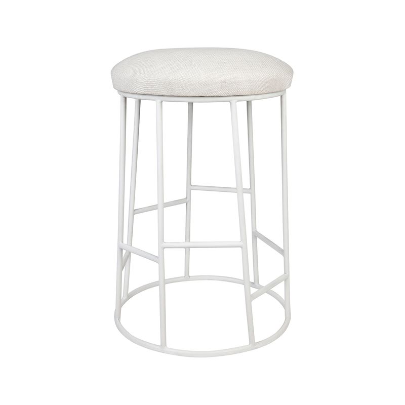 Aiden White Steel Kitchen Stool - Natural Linen