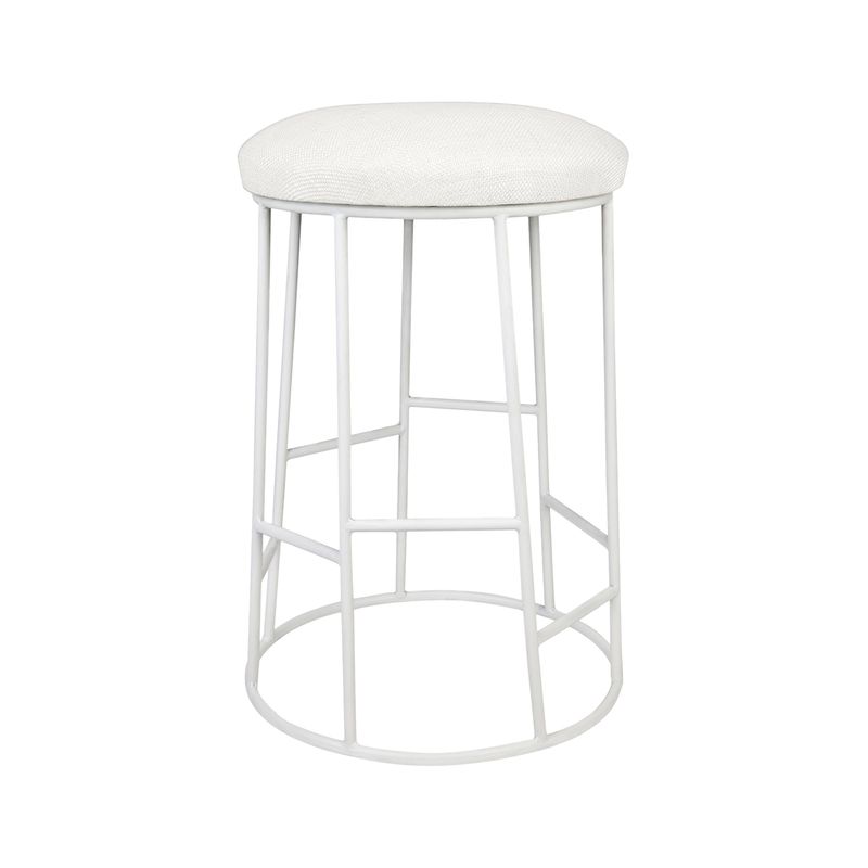 Aiden White Steel Kitchen Stool - Natural Linen