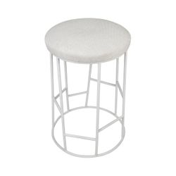 Aiden White Steel Kitchen Stool - Natural Linen