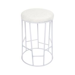 Aiden White Steel Kitchen Stool - Natural Linen