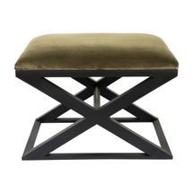 Spencer Black Timber Stool - Moss Velvet