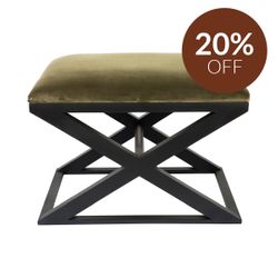 Spencer Black Timber Stool - Moss Velvet