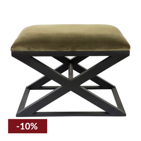 Spencer Black Timber Stool - Moss Velvet