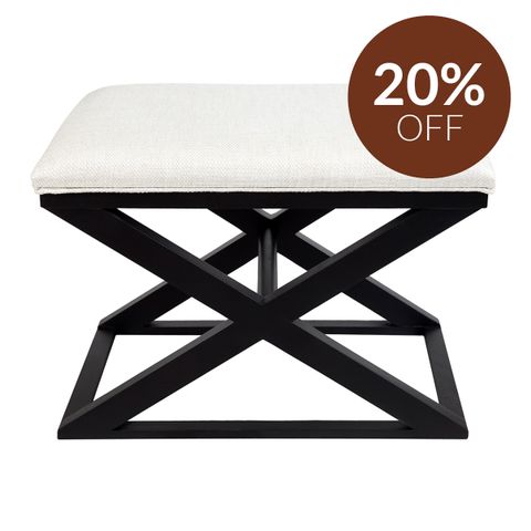 Spencer Black Timber Stool - Natural Linen