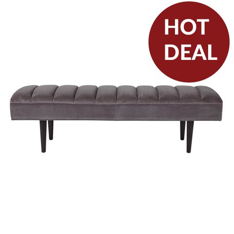 Central Park Bench Ottoman - Charcoal Velvet