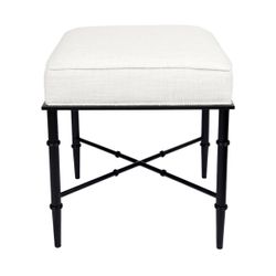 Hacienda Black Iron Stool - Natural Linen