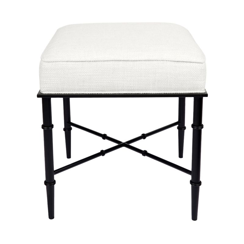 Hacienda Black Iron Stool - Natural Linen
