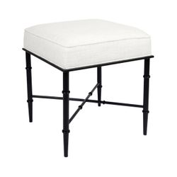 Hacienda Black Iron Stool - Natural Linen