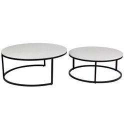 Chloe Stone Nesting Coffee Tables - Black