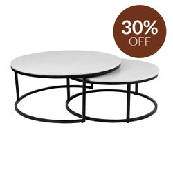 Chloe Stone Nesting Coffee Tables - Black