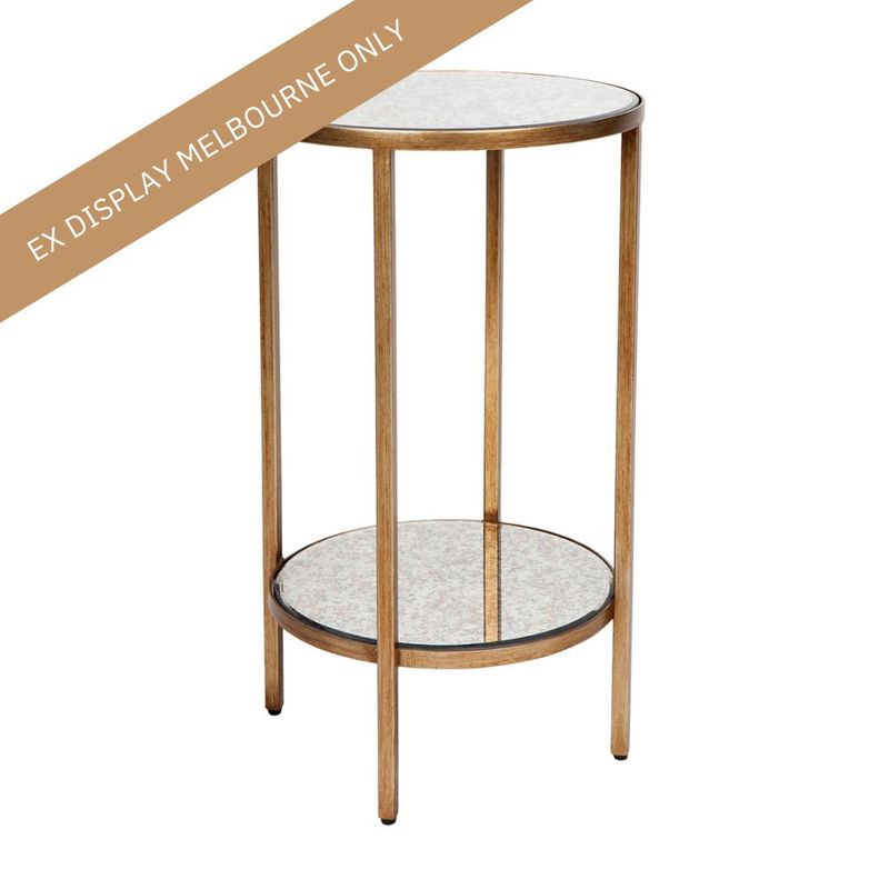 Cocktail Mirrored Side Table - Petite Antique Gold