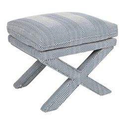 Candace Stool - Chevron Blue Linen