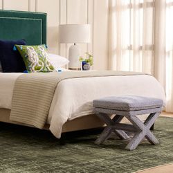 Candace Stool - Chevron Blue Linen