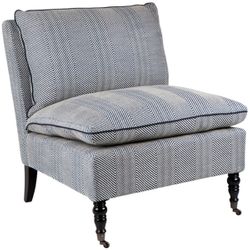 Candace Occasional Chair - Chevron Blue Linen
