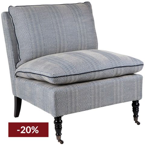 Candace Occasional Chair - Chevron Blue Linen