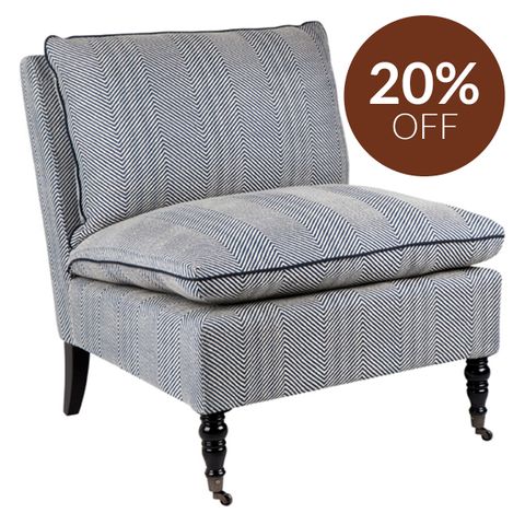 Candace Occasional Chair - Chevron Blue Linen