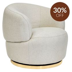Tubby Swivel Arm Chair - Natural Linen