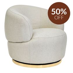 Tubby Swivel Arm Chair - Natural Linen