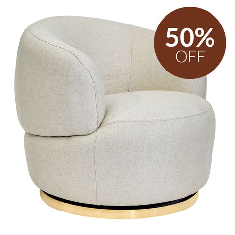 Tubby Swivel Arm Chair - Natural Linen