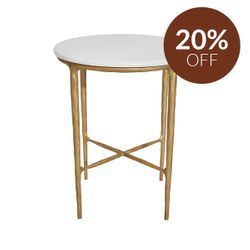Heston Marble Round Side Table - Brass