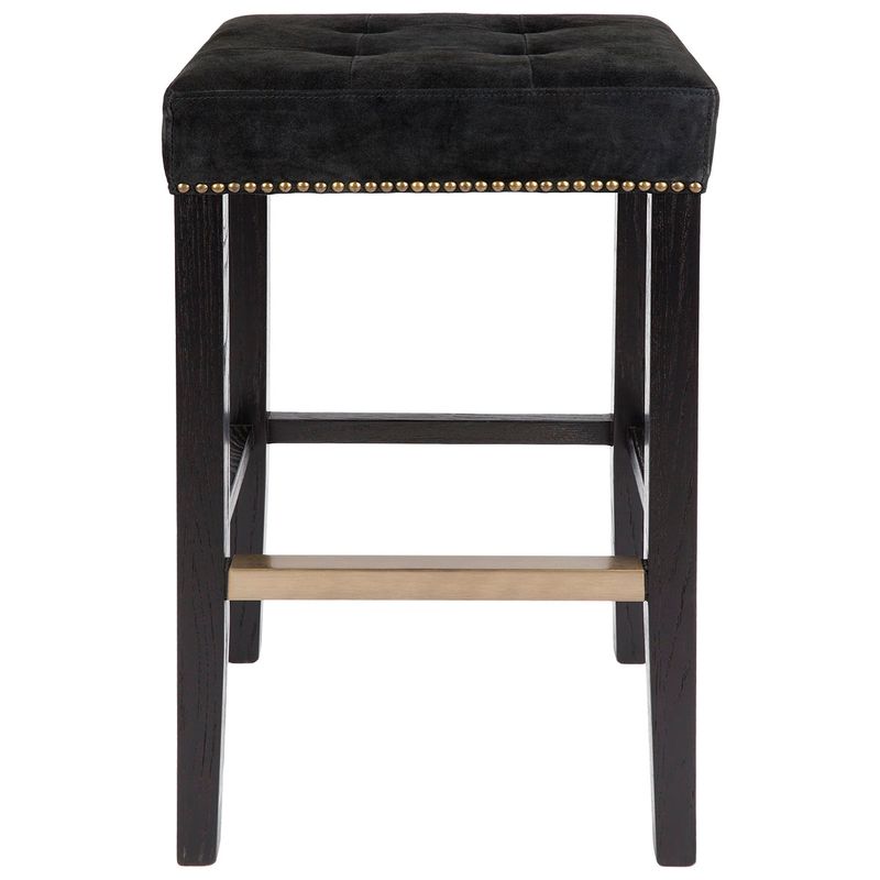 Canyon Black Bar Stool - Black Suede