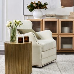 Autumn Swivel Arm Chair - Ivory Linen