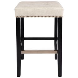 Canyon Black Bar Stool - Natural Linen