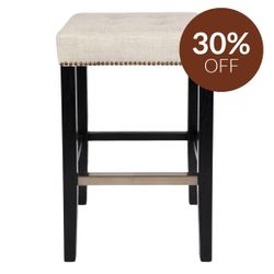 Canyon Black Bar Stool - Natural Linen