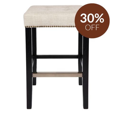 Canyon Black Bar Stool - Natural Linen