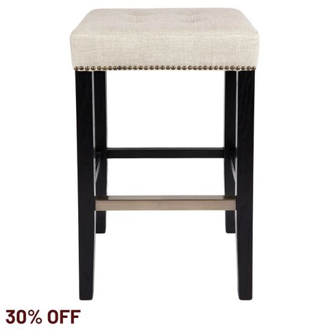 Canyon Black Bar Stool - Natural Linen